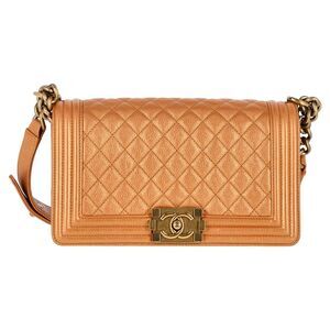 Chanel Quilted Medium Boy Flap Bag in Brown Lambskin Leather